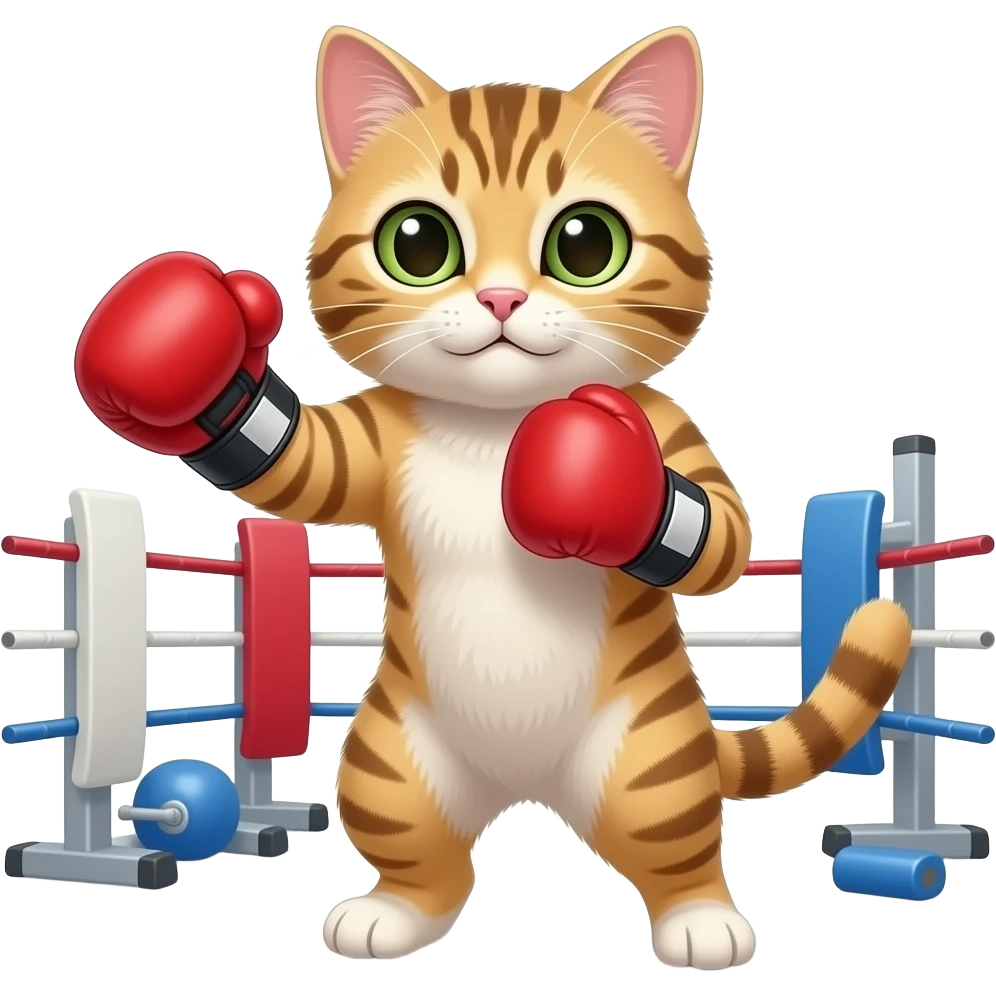 A boxing cat emoji