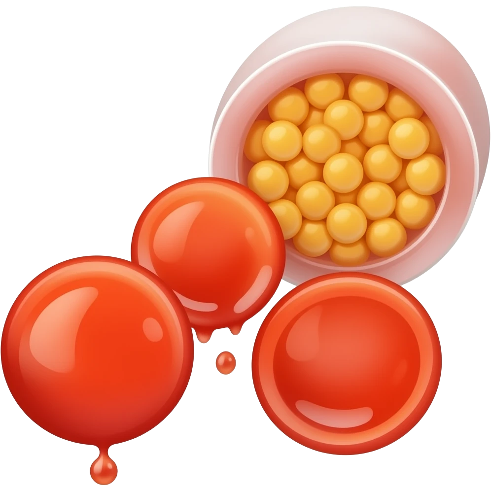 yellow adipose cells mass inside vascular tube partially blocking blood cells flow emoji