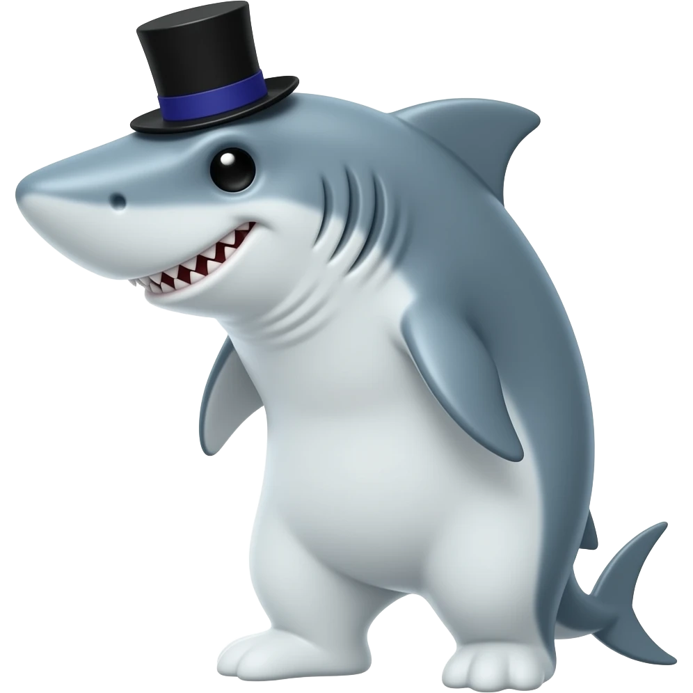 Shark with a top hat emoji