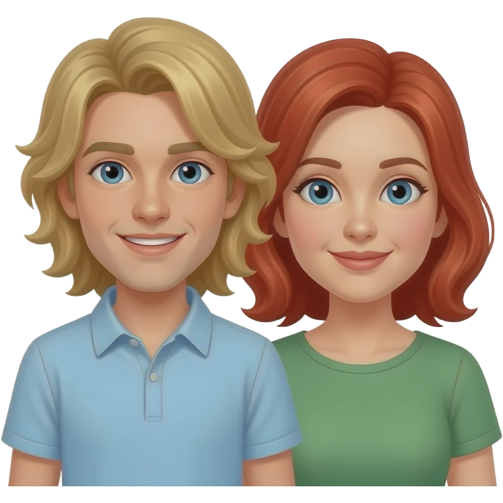 A guy with long blonde hair in front of his red haired mom emoji