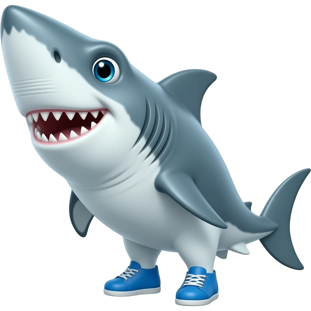 Shark wearing blue shoes emoji