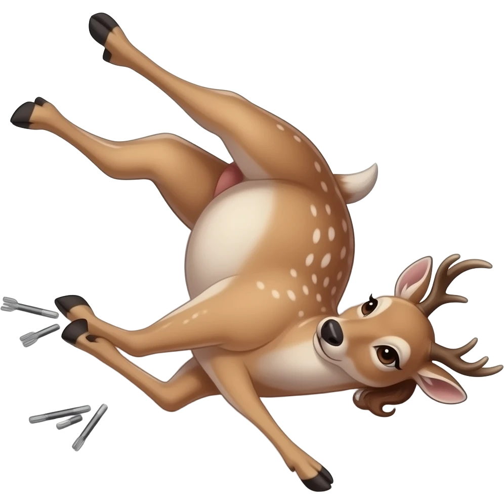 A female deer/doe is sprawling on her back unable to move,she got stuck by her own massive obese tummy,couldn’t even try defend her bellybutton from fingering tickling pokers,she is that Fat,She is too full for fun right now,that deer is going to pop. emoji
