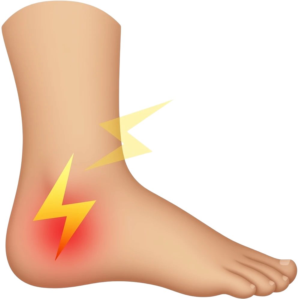 sideview of a foot with a big lightning emphasizing the pain emoji