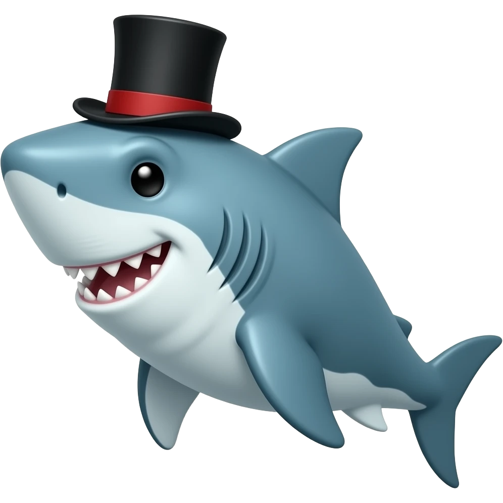 Shark with a top hat emoji