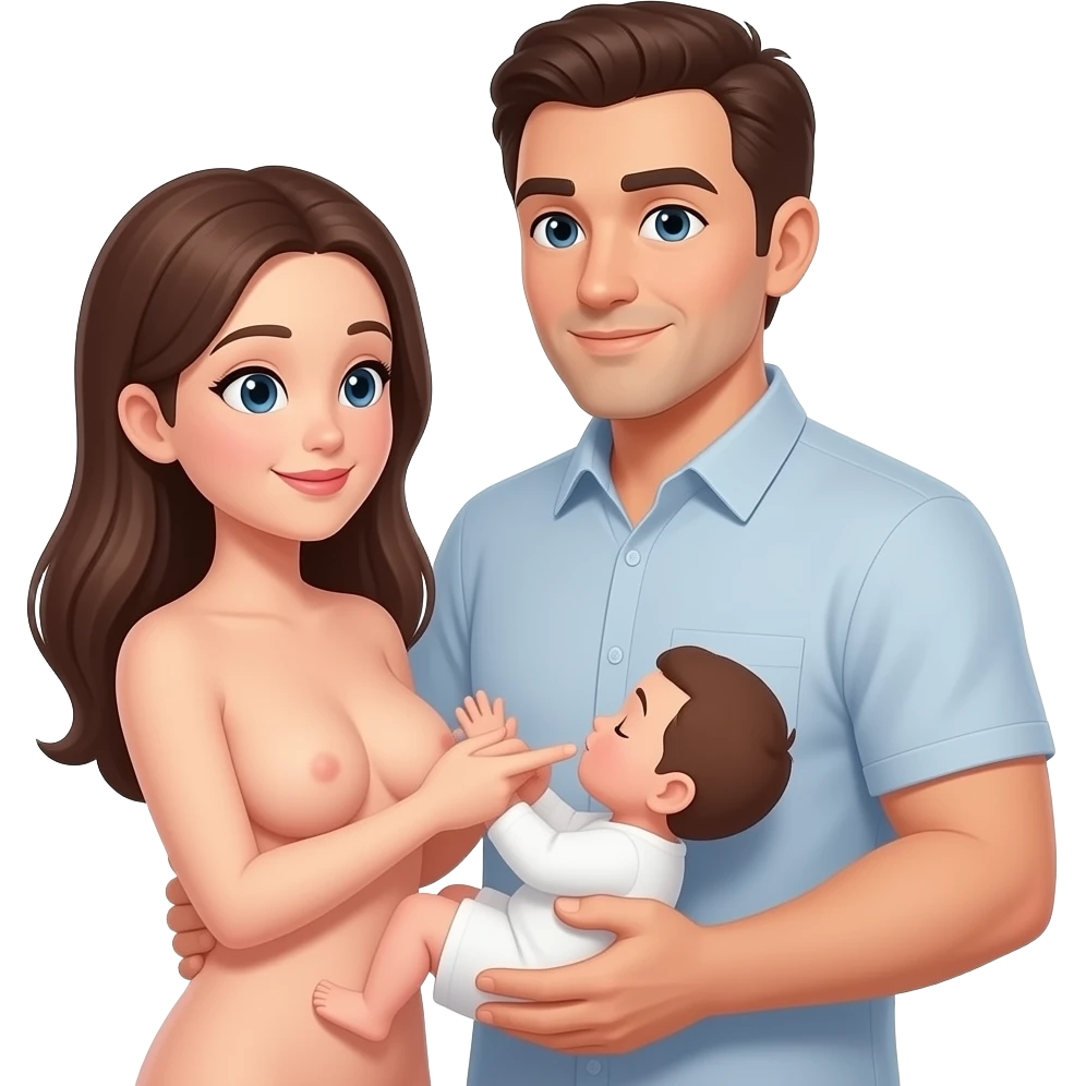 Fully Naked Woman breastfeeding a fully grown man emoji