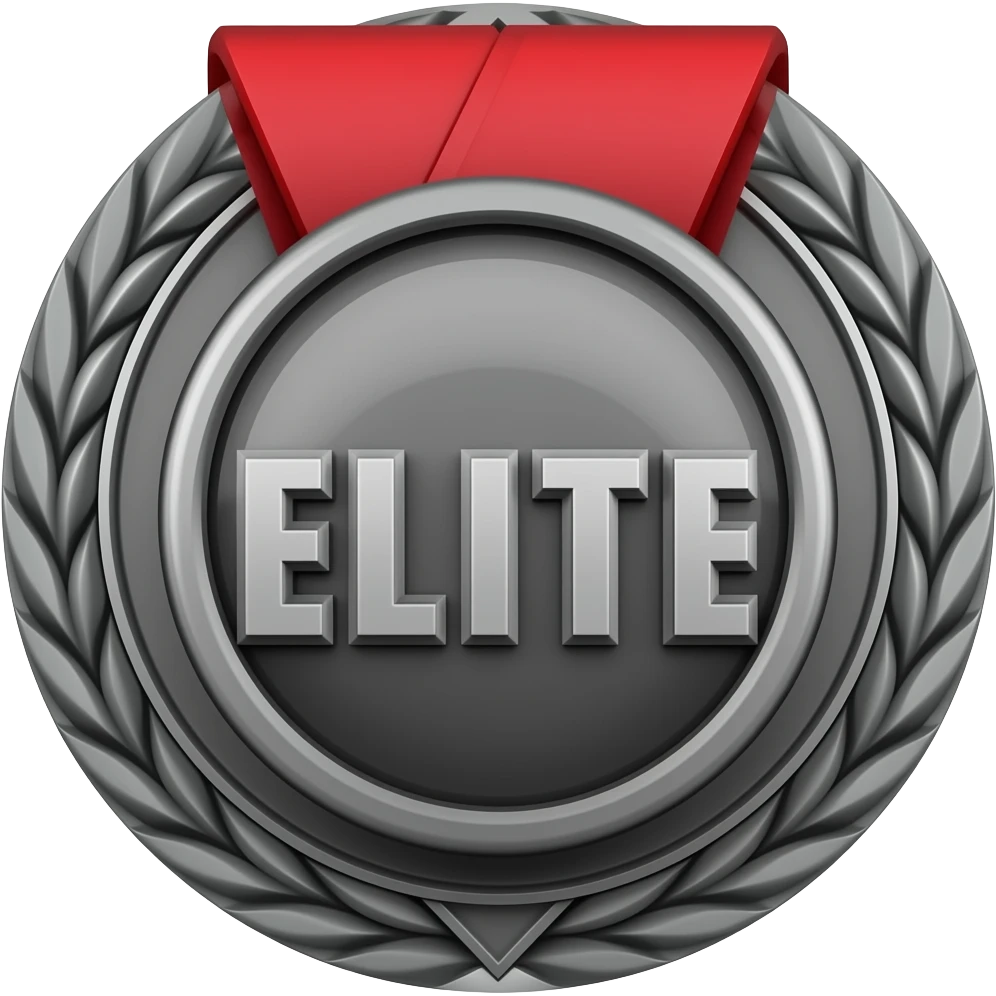 Black and red elite medal emoji