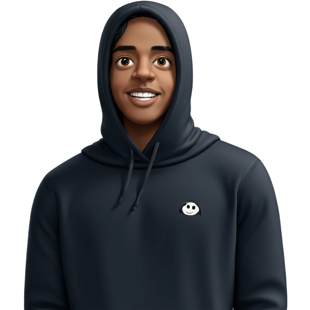 smiling boy in black hoodie emoji