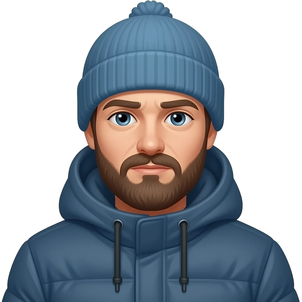 Человек эту холодно у реки emoji