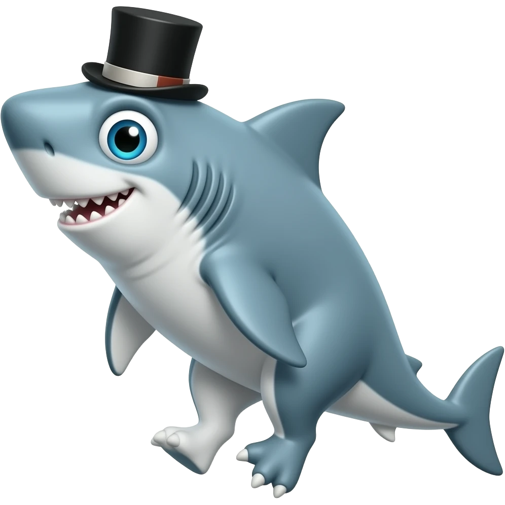 Shark with a top hat emoji