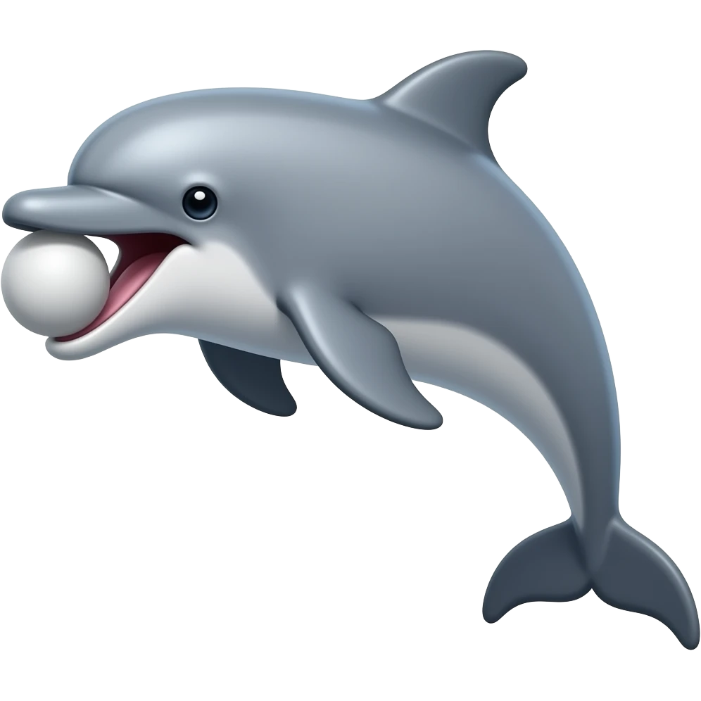 raging dolphin with ball in mounth from the front emoji