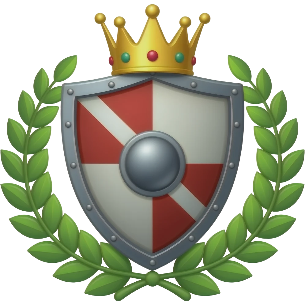 shield with a crown over it and a wreath surronding it emoji