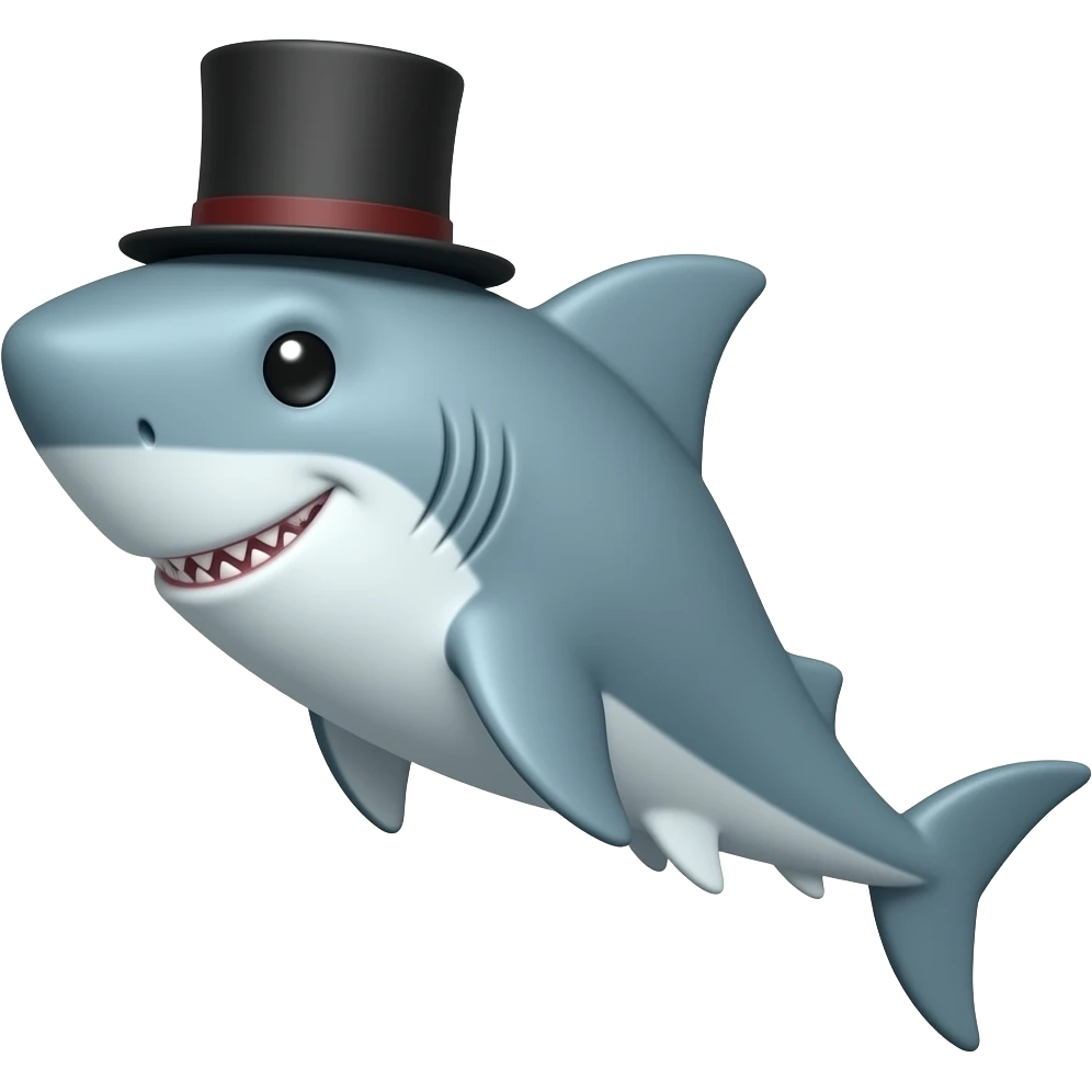 Shark with a top hat emoji