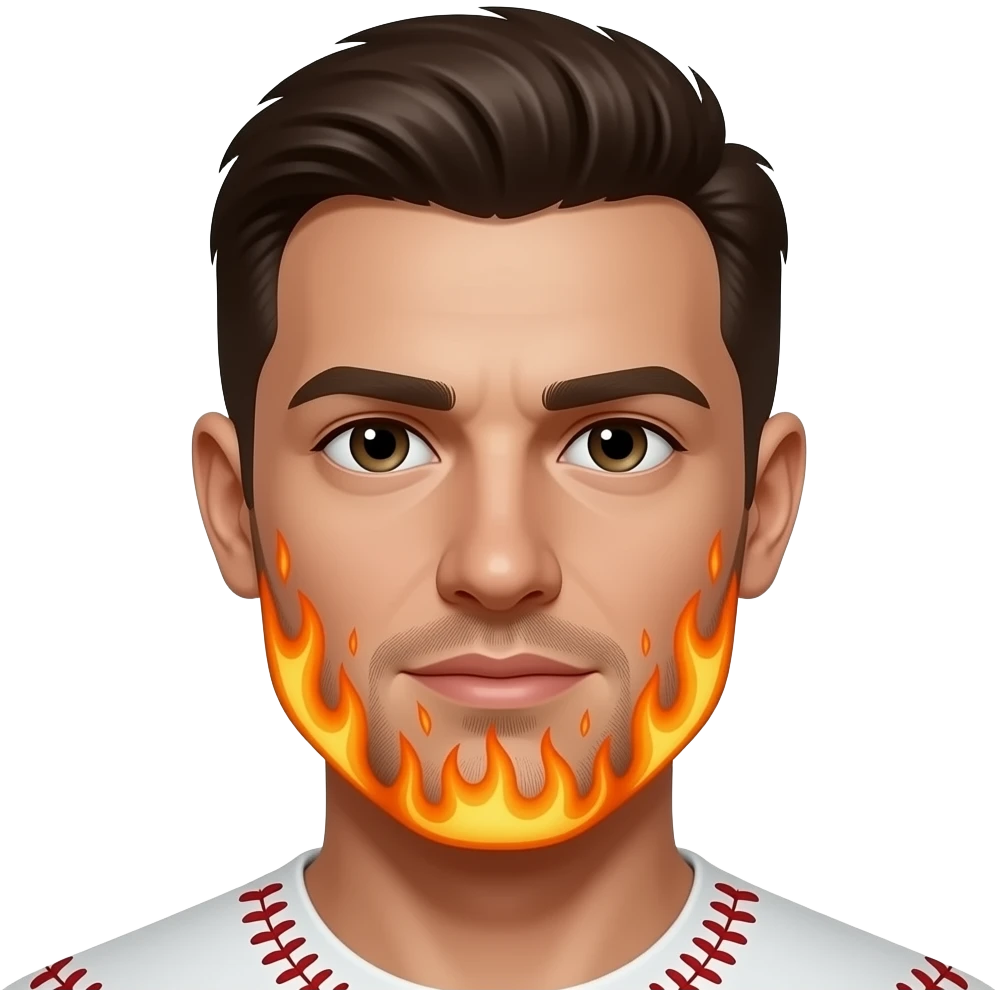 flaming baseball man face emoji