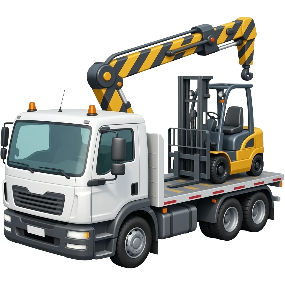 white construction material delivery truck flatbed with hiab emoji