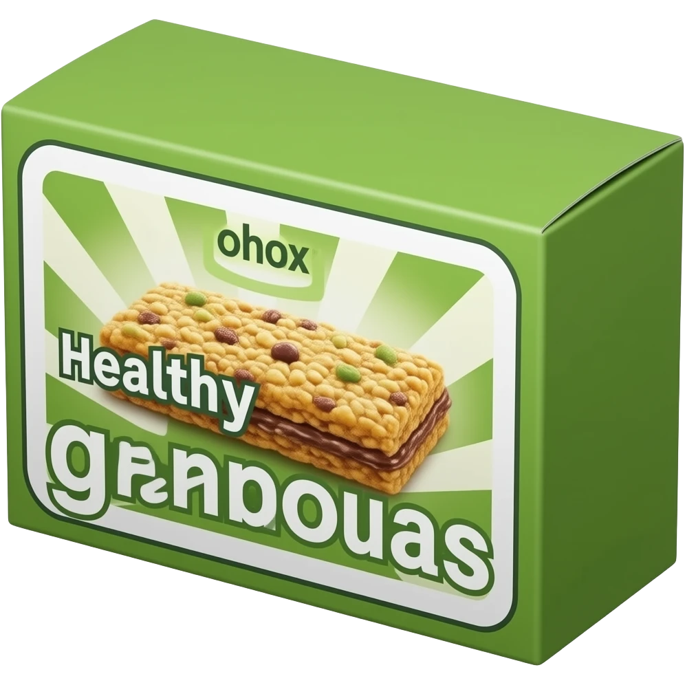 rectangular grocery store green cardboard box of heathy granola bars ...