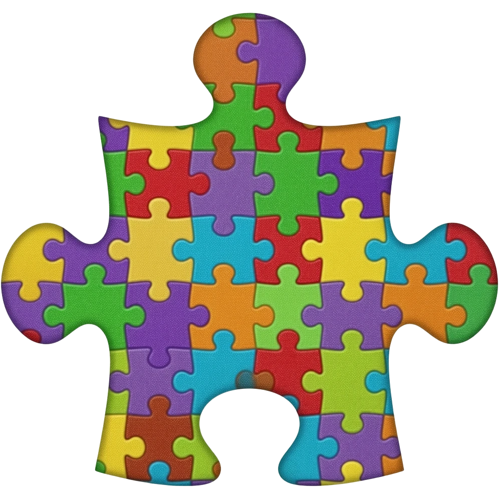 autism puzzle pieces ios shading background. lots of puzzle pieces. lots. indivual small ones. primary colors. more vivid very vivid bright and bright. glittery. lots of individual pieces. all stuck together. small pieces emoji