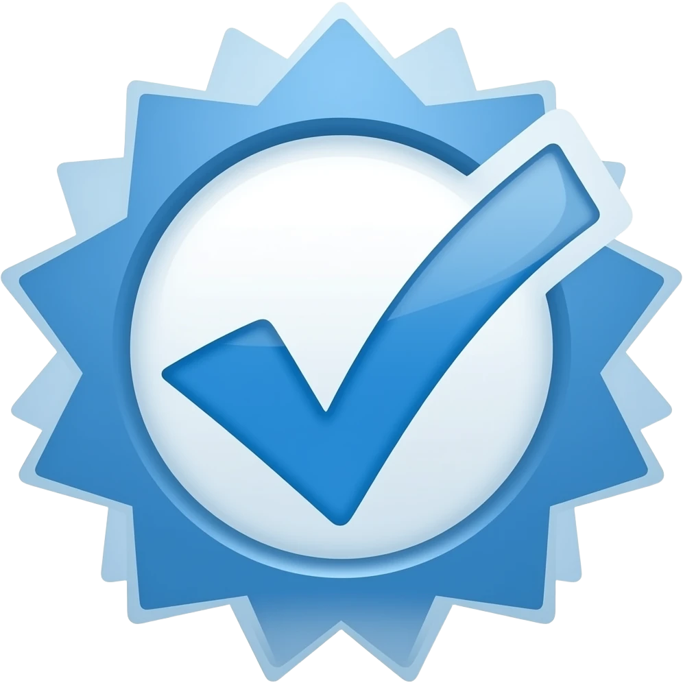 Palomita azul de verificación y redondo como estrellada emoji