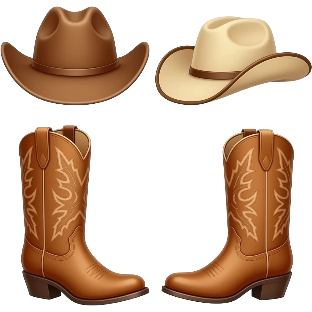 cowboy boot & hat, cowgirl boots & hat copiable emoji