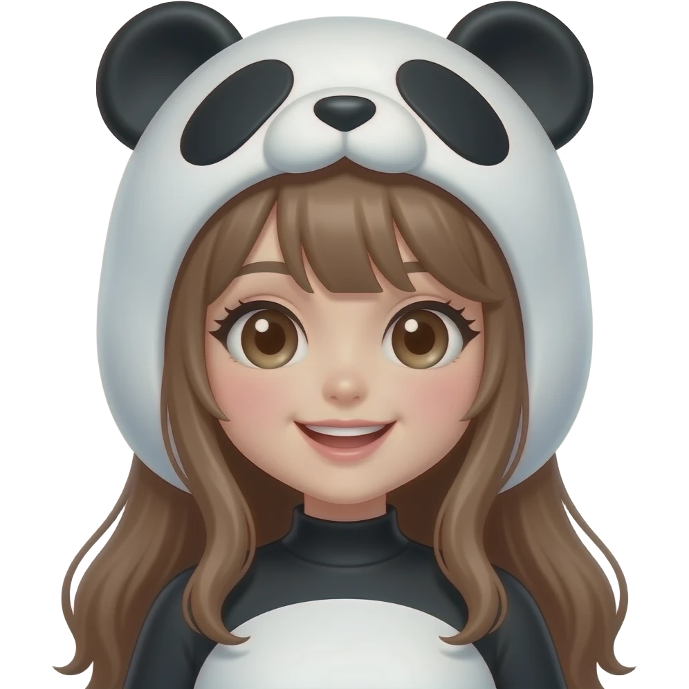 Cute anime panda themed vtuber lady emoji