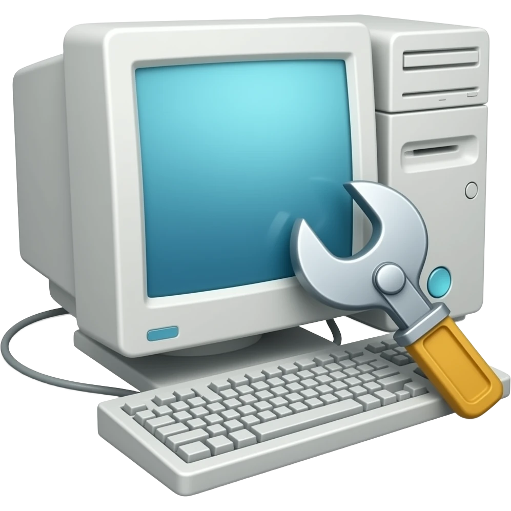 mantenimiento preventivo a una computadora( sin ninguna persona) emoji