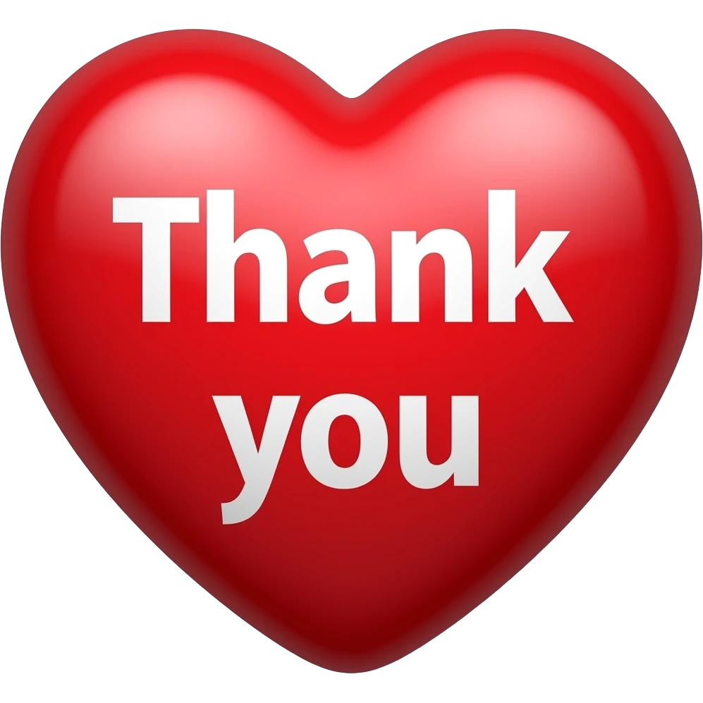 heart and "thank you" emoji