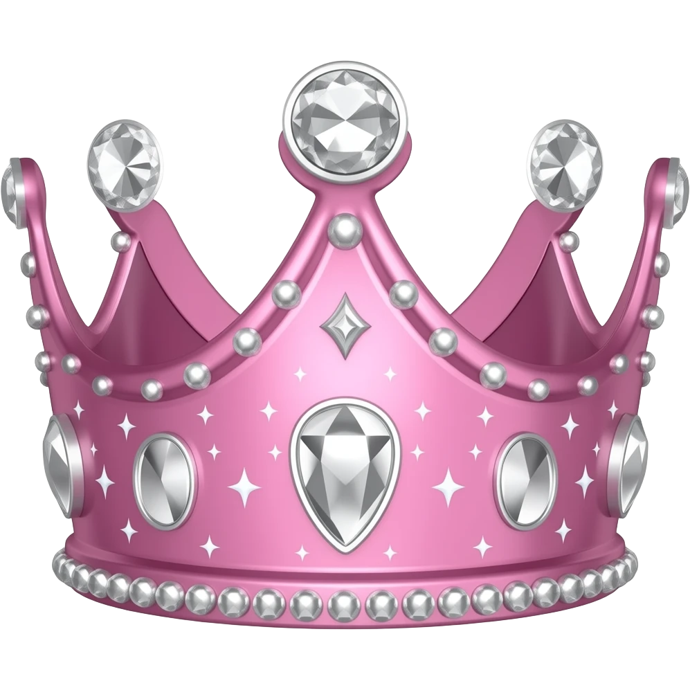 Pink shiny crown with diamonds and sparkles emoji