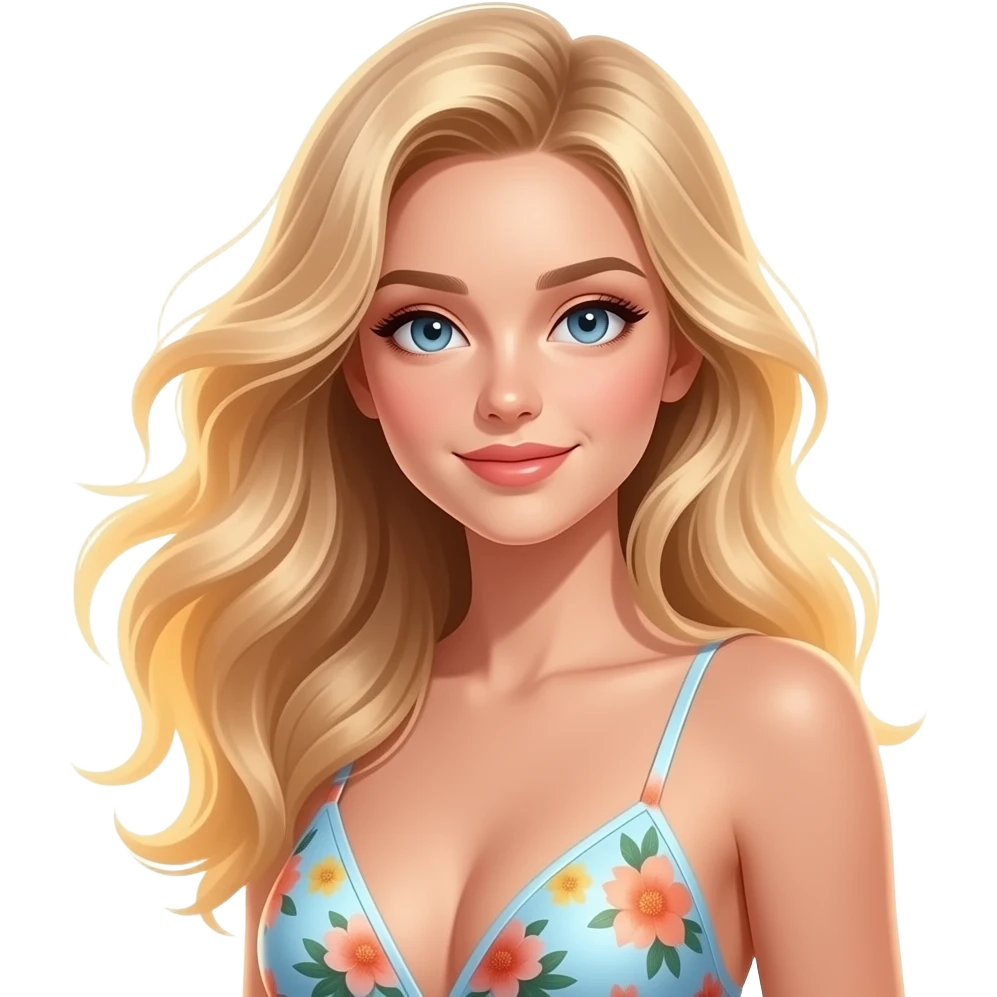 A stunning blonde girl wearing an elegant swimsuit, glowing in warm sunset light on a tropical beach, soft breeze in her hair, cinematic composition, dreamy atmosphere, ultra-detailed, realistic, high resolution, professional photography style emoji