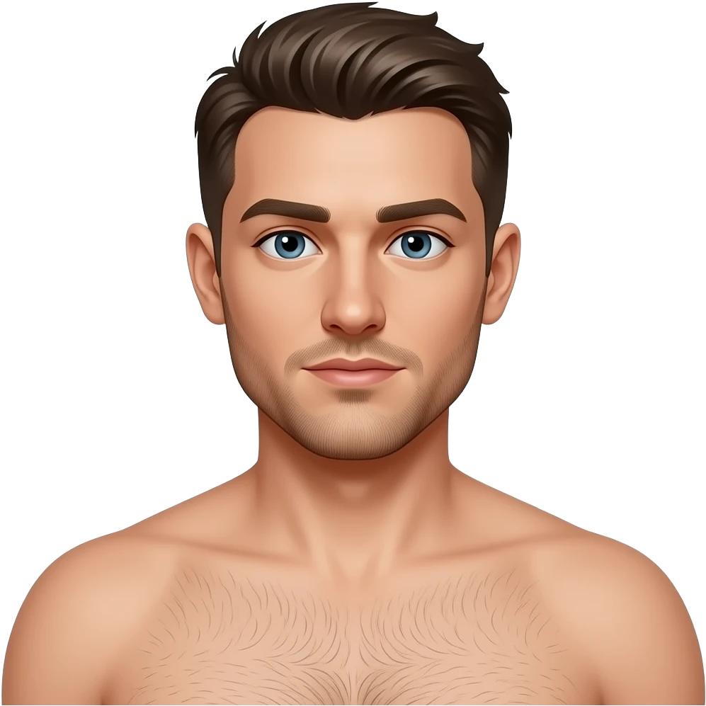Naked male with large penis and pubic hair emoji