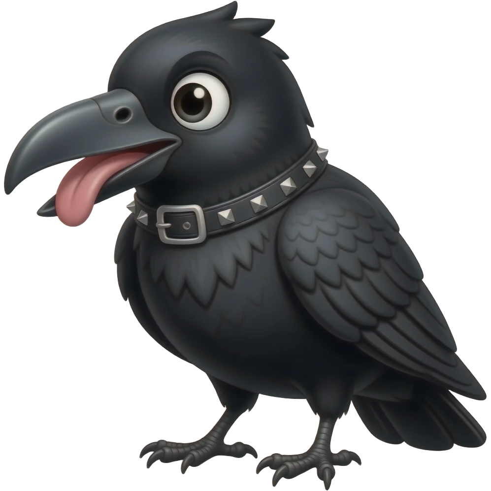 bird with its tongue out give it eyeliner add black hair covering one eye now put clothes on the bird but make them black and super tight with a studded belt emoji