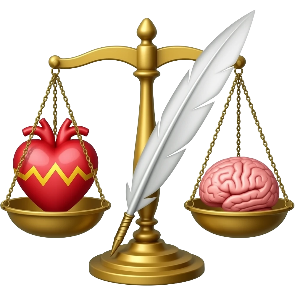 make an image of law,heart, mind, write, and combined them. emoji
