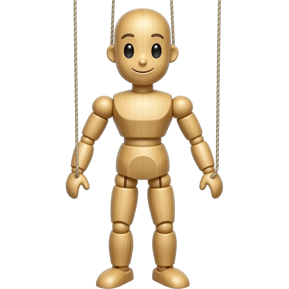 Wooden Puppet on a sting emoji