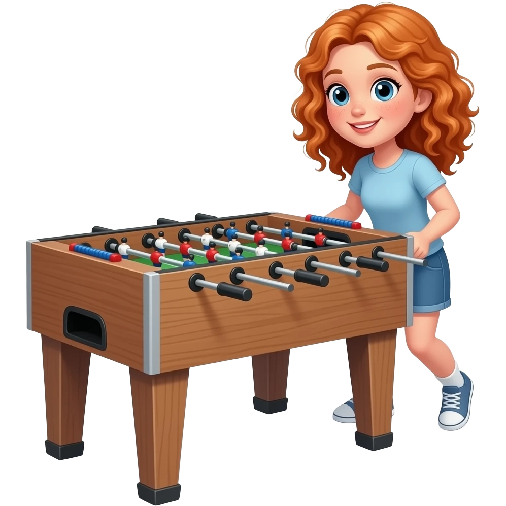 Fille rousse bouclés tâches de rousseur Baby-foot emoji