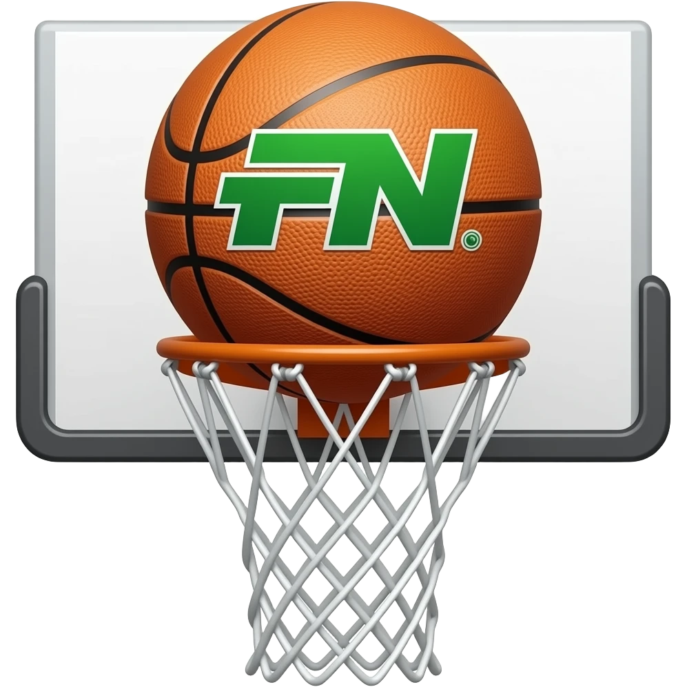 Ball going into hoop with green FN written on it emoji