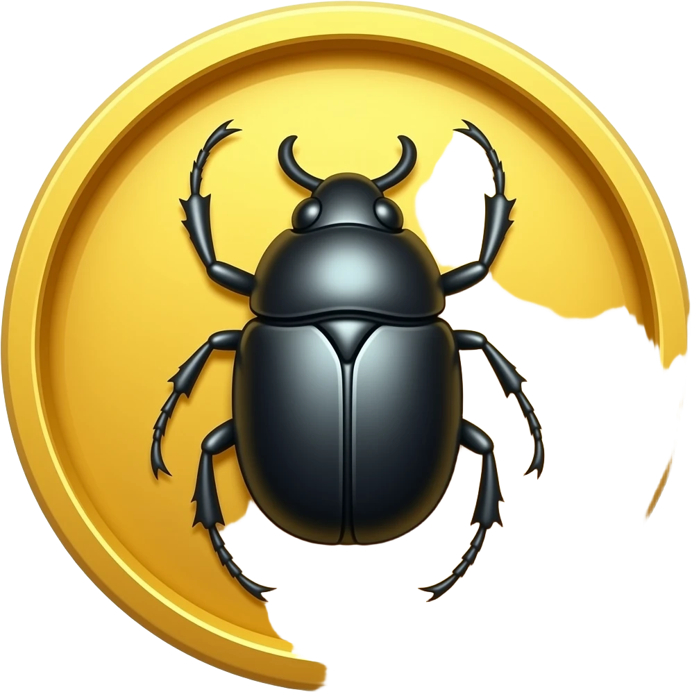 create a golden coin with  a scarab. use size 64x64 pixels emoji