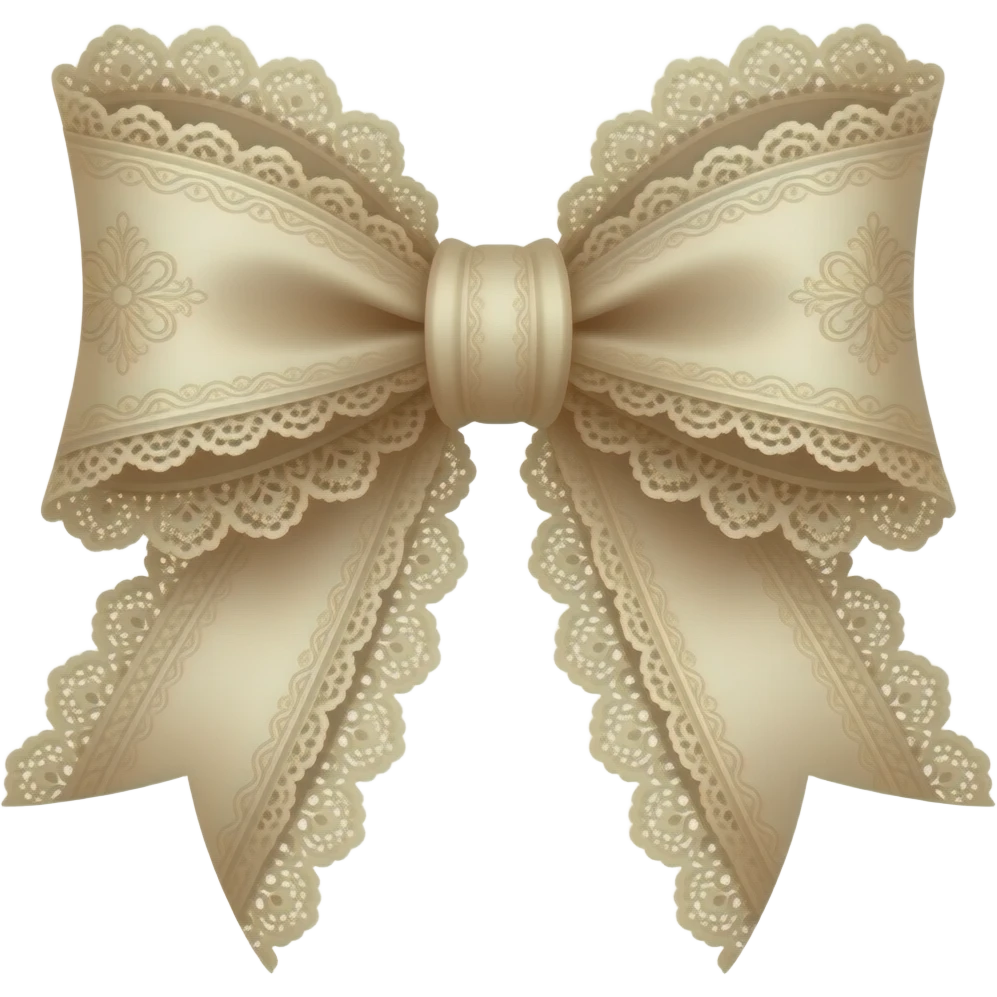 vintage rococo beige bow with lace and frills emoji