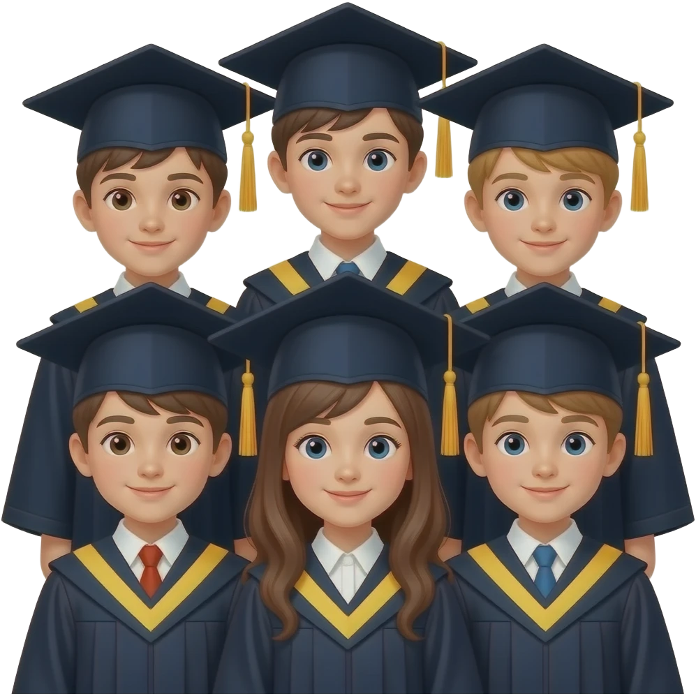 5 NIÑOS Y 1 NIÑA GRADUACION emoji