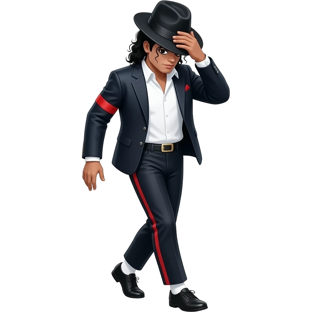 Micheal jackson moonwalk while touching his hat and covering his face with hat emoji