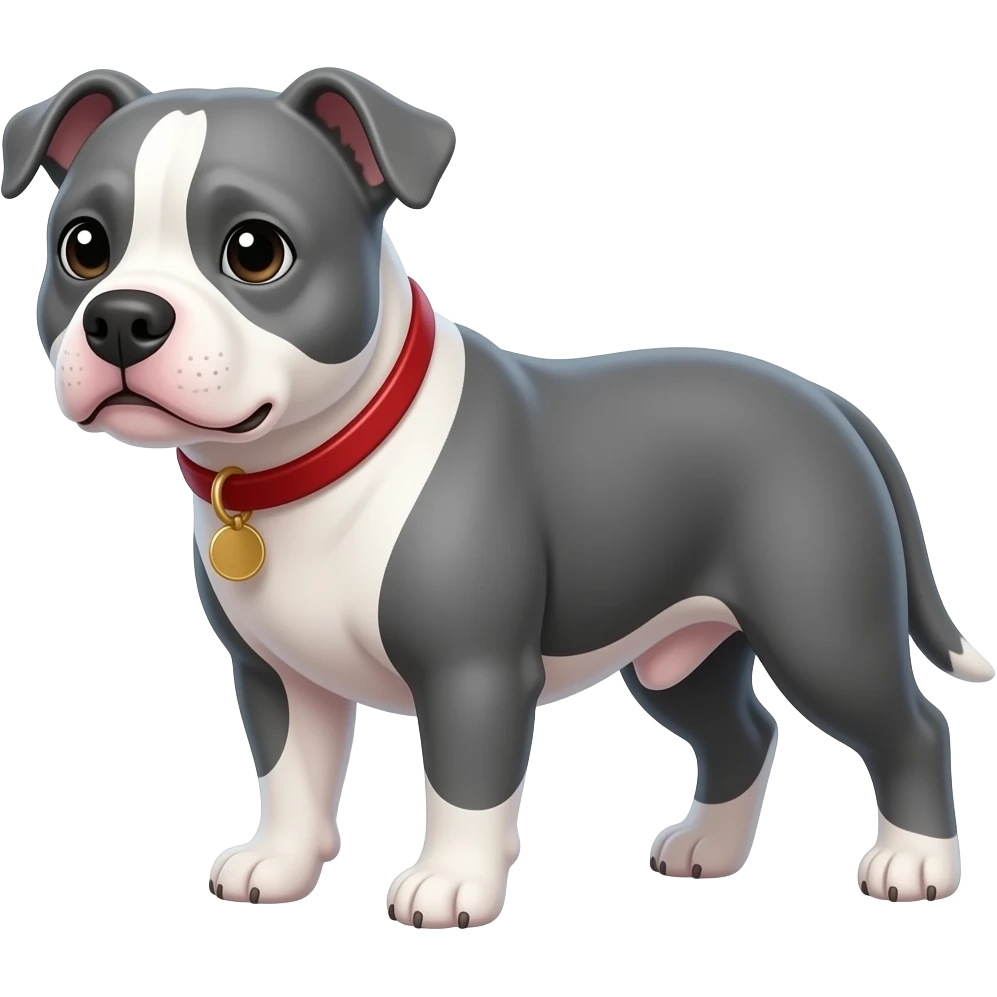 Make a small pit bull dog make it gray and white emoji