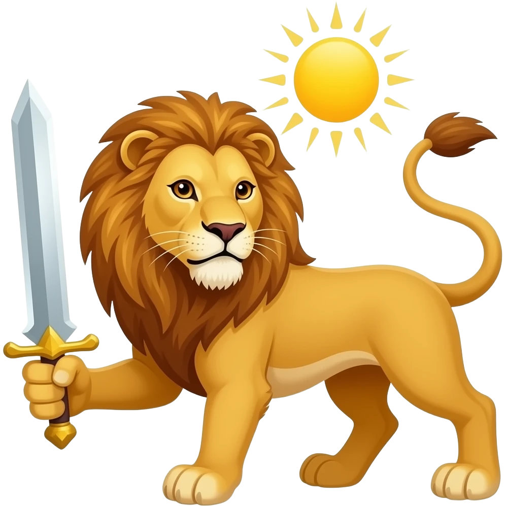 اموجی شیر و خورشید که شید یه شمشیر دستشه و خورشید نصفش بالا است برام بساز emoji