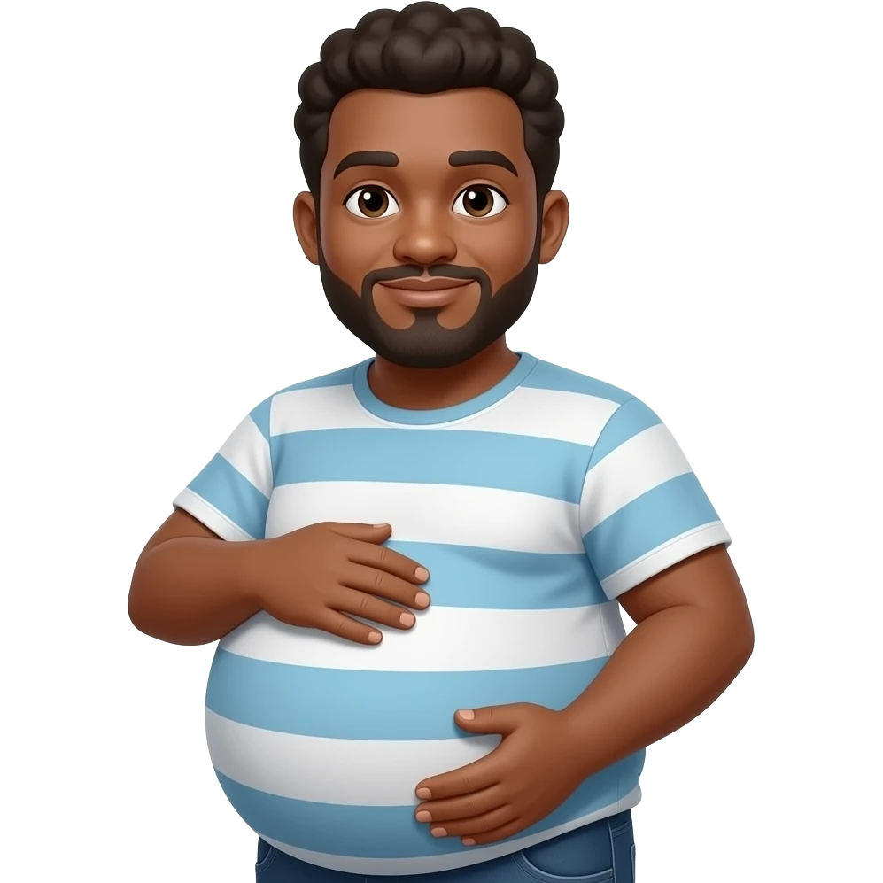 Make a black ginger man with a big belly like its preagnent emoji