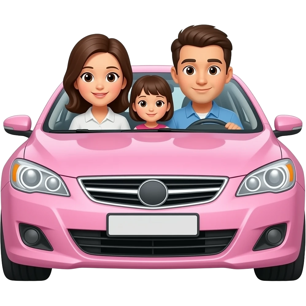 Family in light pink car emoji