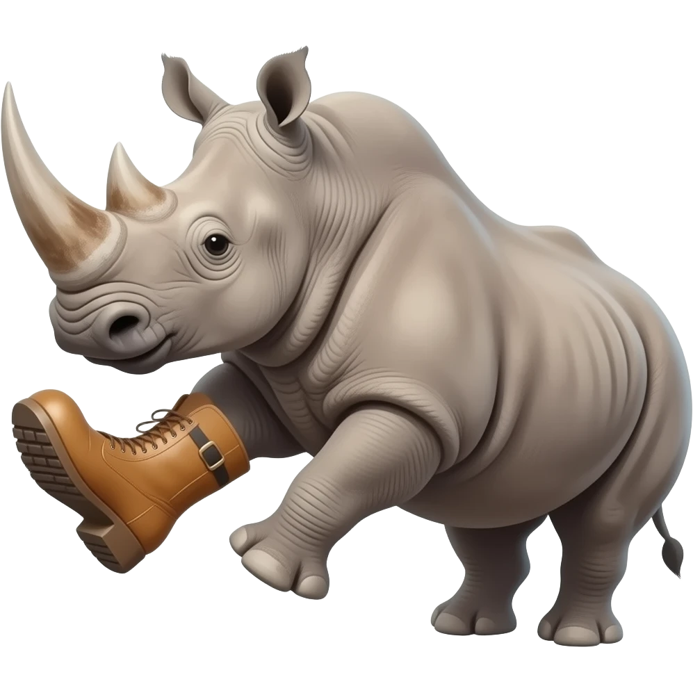 Big boot kicking rhino emoji