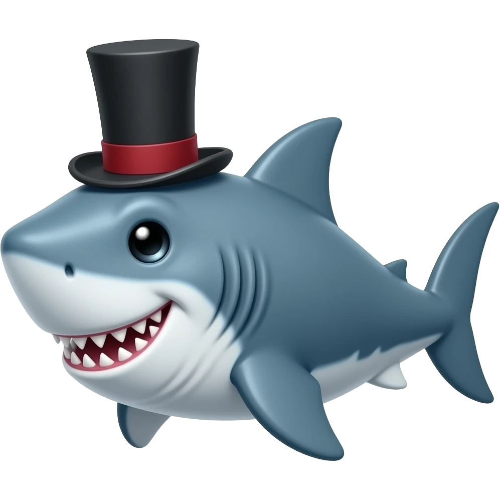 Shark with a top hat emoji