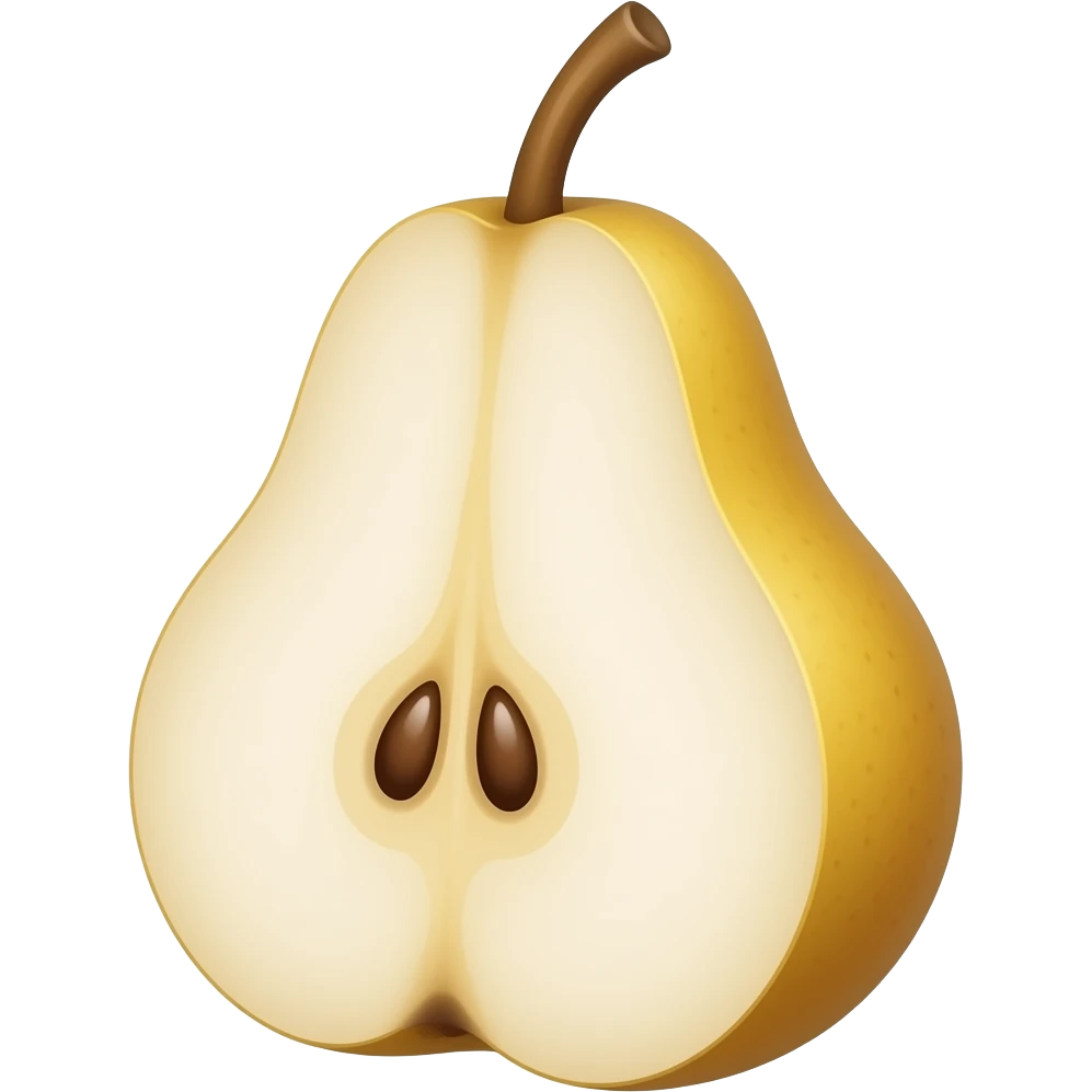 a half pear with rose-colored flesh and gold-colored outside emoji