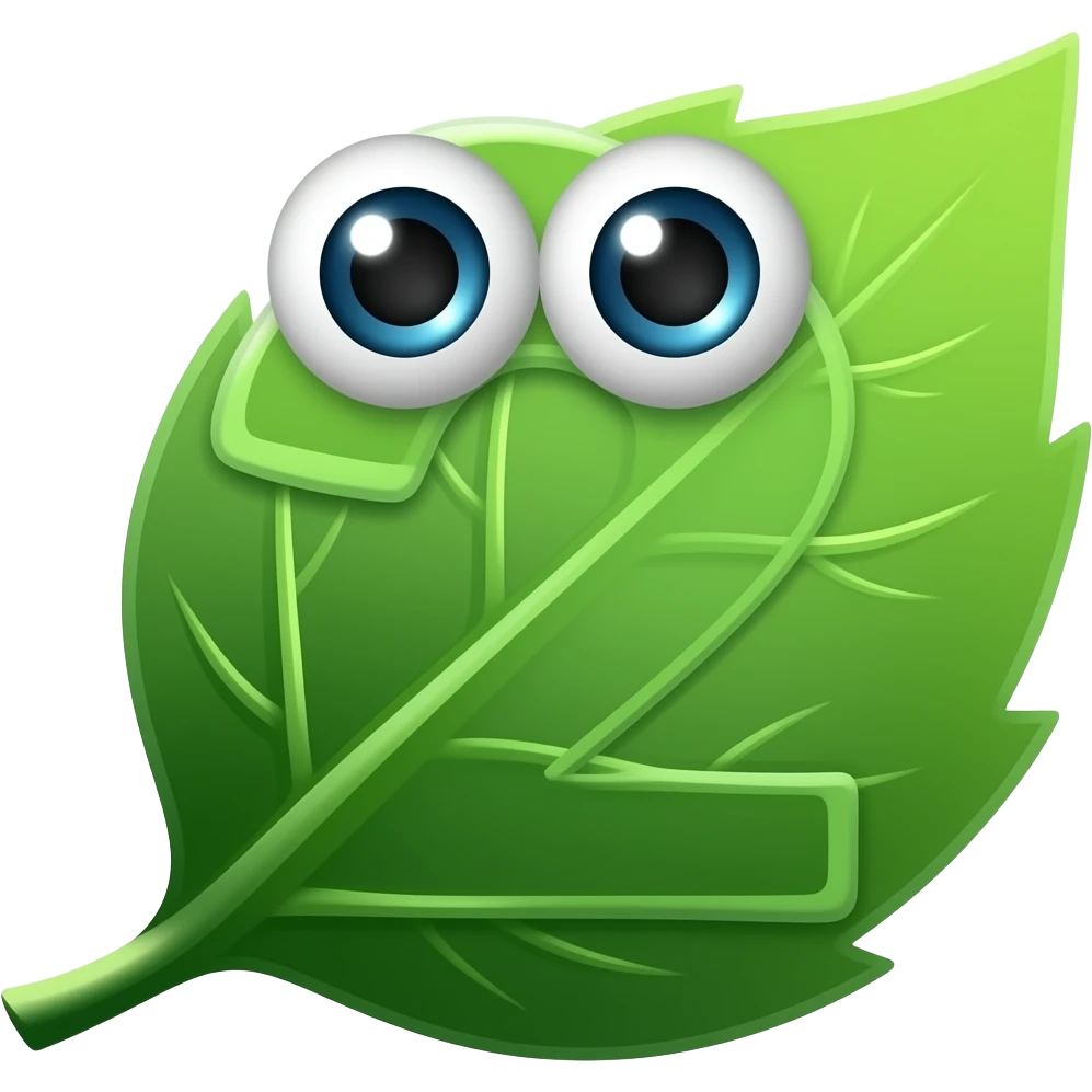 A leafy number 2   with two eyes on its head followed by leaves emoji