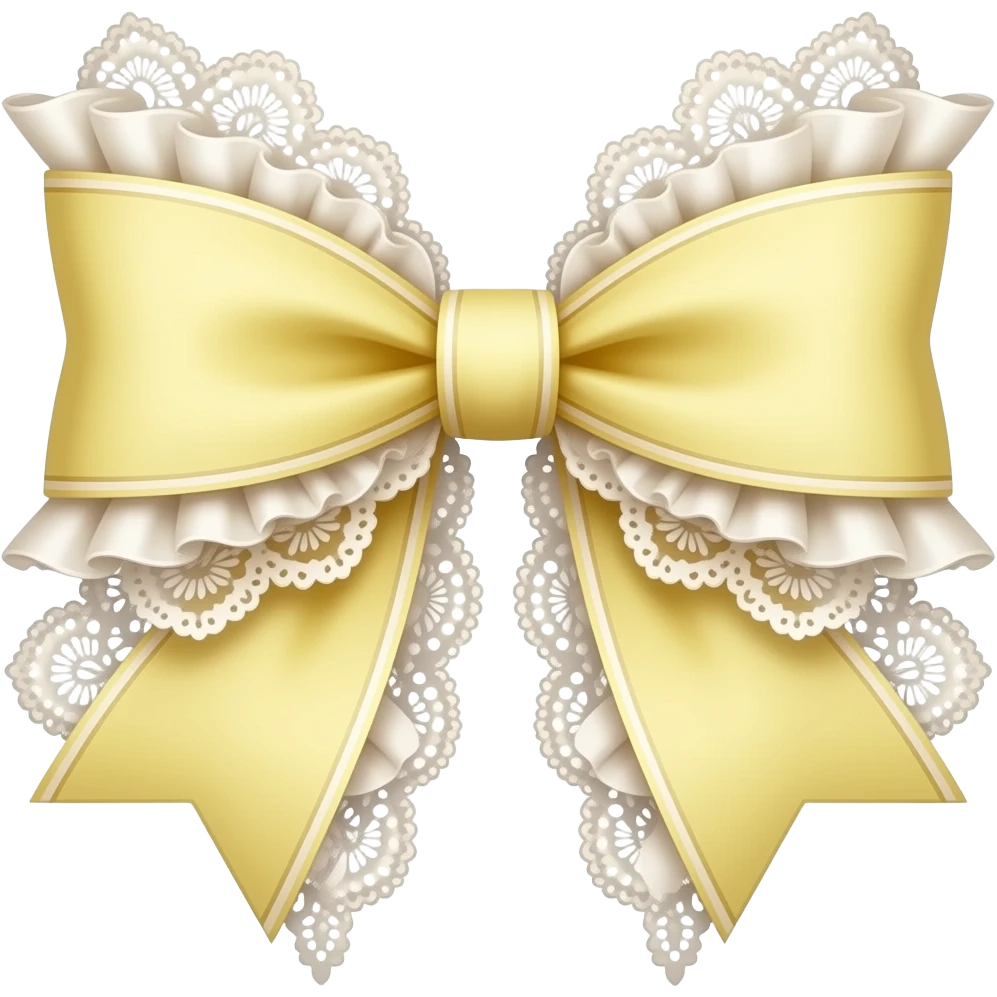 vintage rococo yellow pastel bow with lace and frills emoji