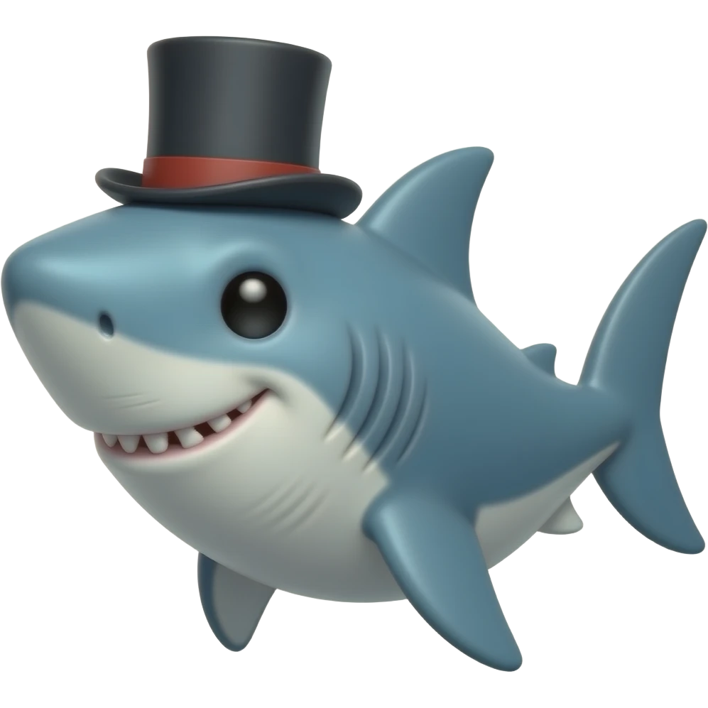 Shark with a top hat emoji