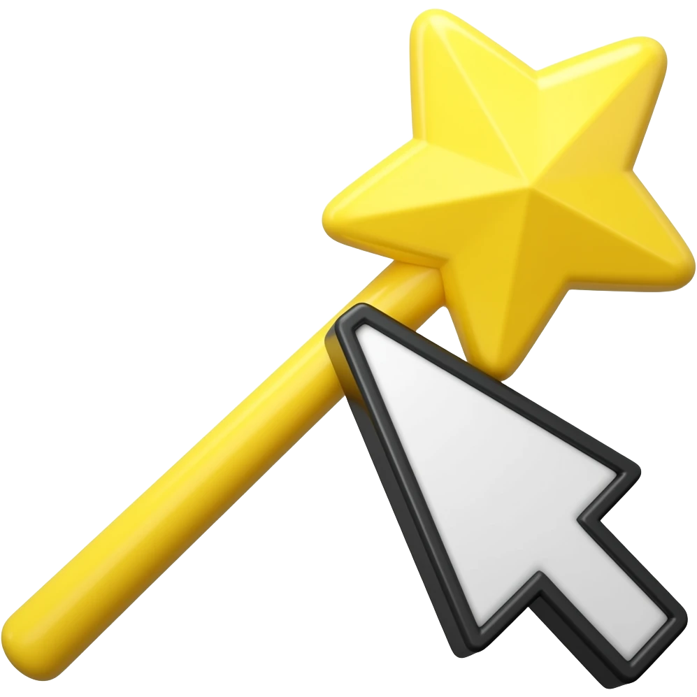 yellow magic wand with a computer cursor tip, glossy 3D emoji emoji ...