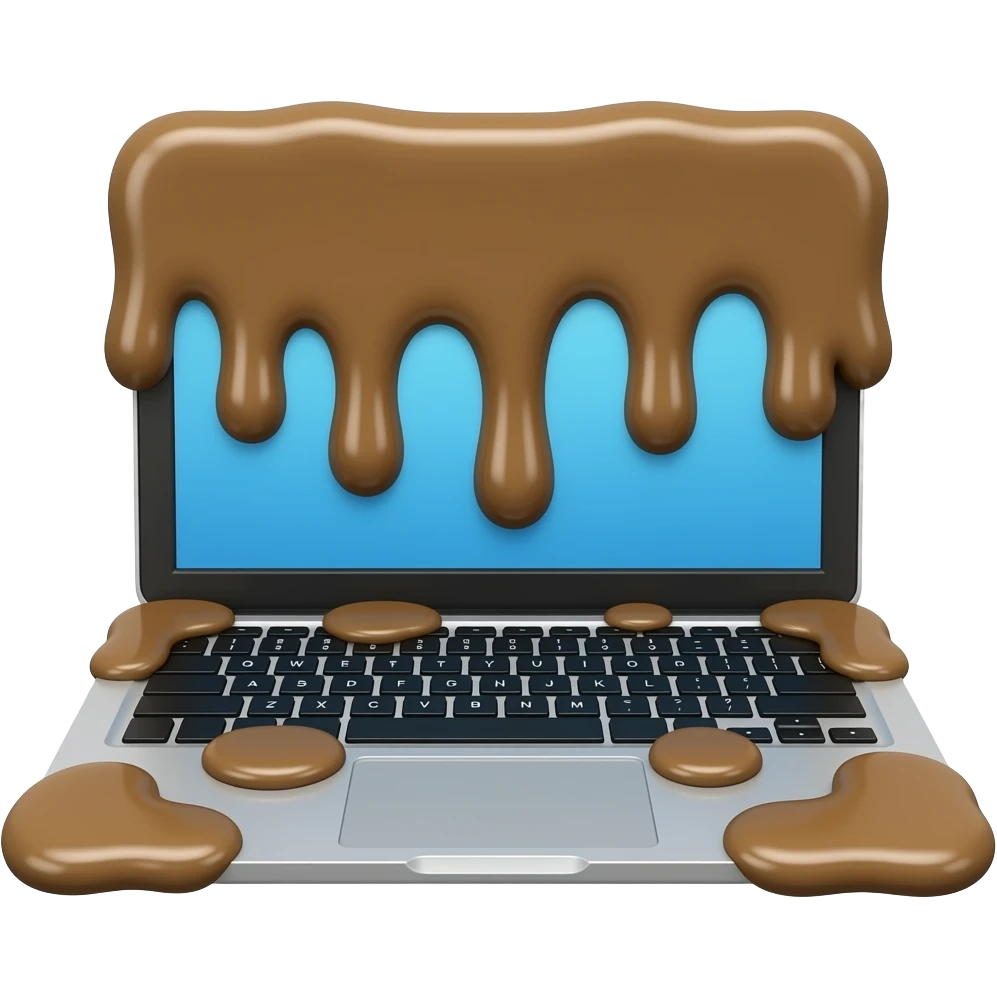 macbook covered in poop shit emoji