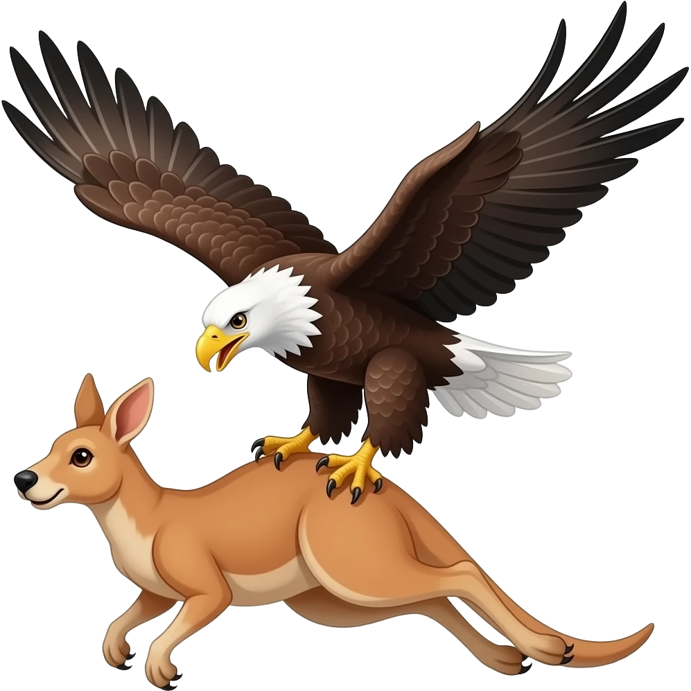 Bald eagle attacking kangaroo emoji